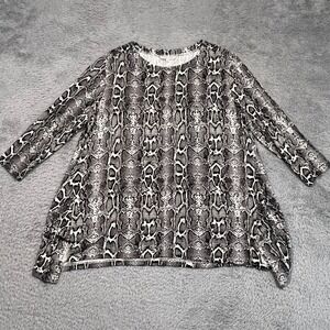 John Mark Tunic Top Pullover Snakeskin Print 3/4 Sleeve Lightweight Womens Large